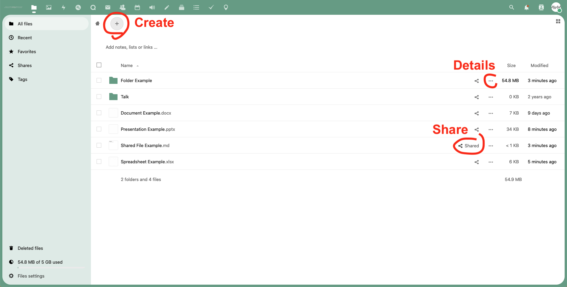 Fig.1 nextCloud Files: Overview