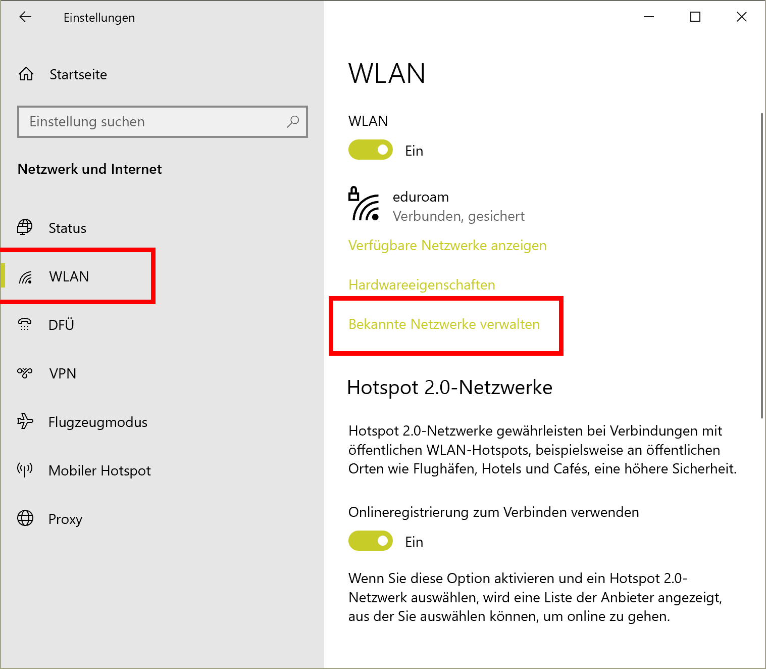  eduroam on Windows 11: Mnage known networks